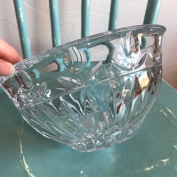 Block Clear Crystal Tulip Pattern hostess serving‎ fruit salad bowl dessert dish - Picture 6 of 9